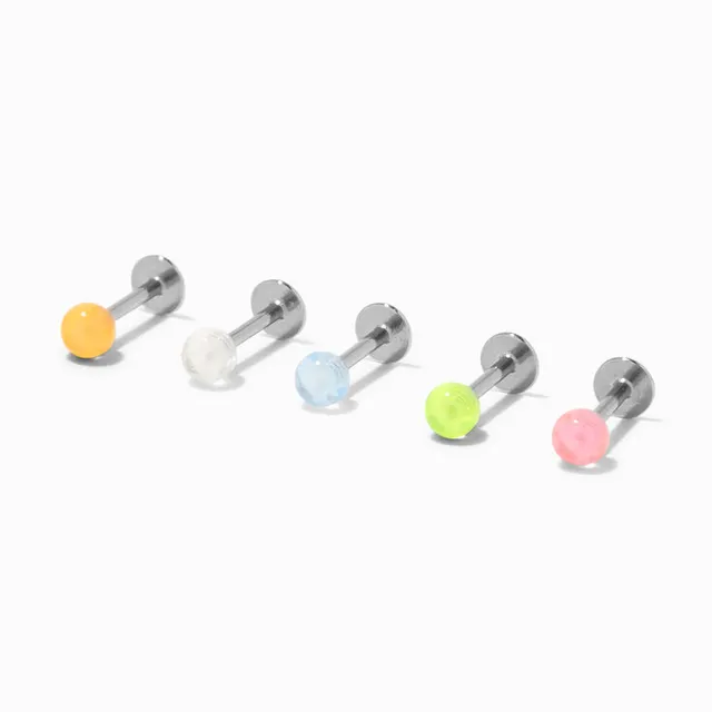 Mixed Metal 16G Crystal Cartilage Stud Flat Back Earrings - 3 Pack