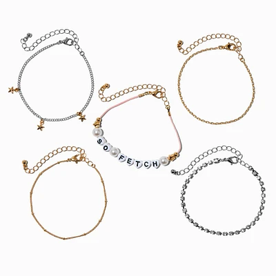 Mean Girls™ x Claire's Mixed Metal So Fetch Bracelet Set - 5 Pack