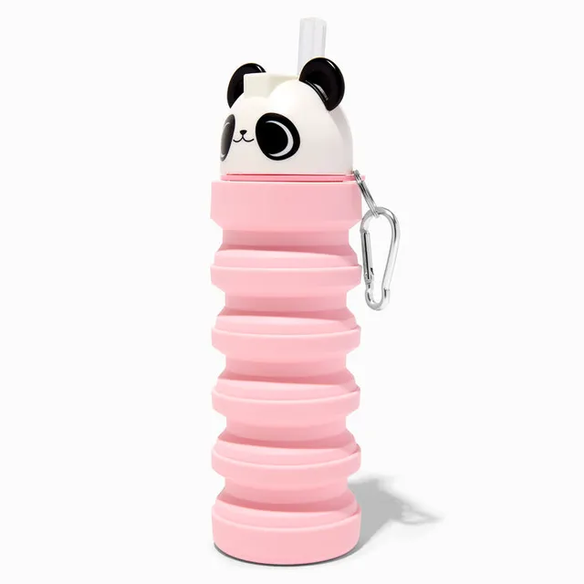 Claire's Collapsible Panda Pink Water Bottle