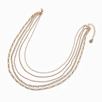Gold-tone Mixed Multi-Strand Chain Necklace