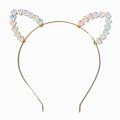 Iridescent Flowers Cat Ears Headband