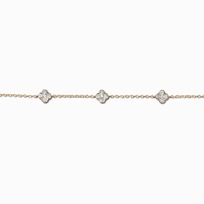 Gold-tone Cubic Zirconia Clover Choker Necklace