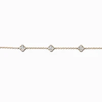 Gold-tone Cubic Zirconia Clover Choker Necklace