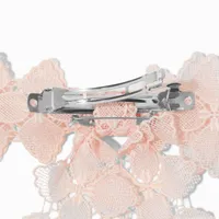 Blush Pink Floral Lace Bow Hair Clip