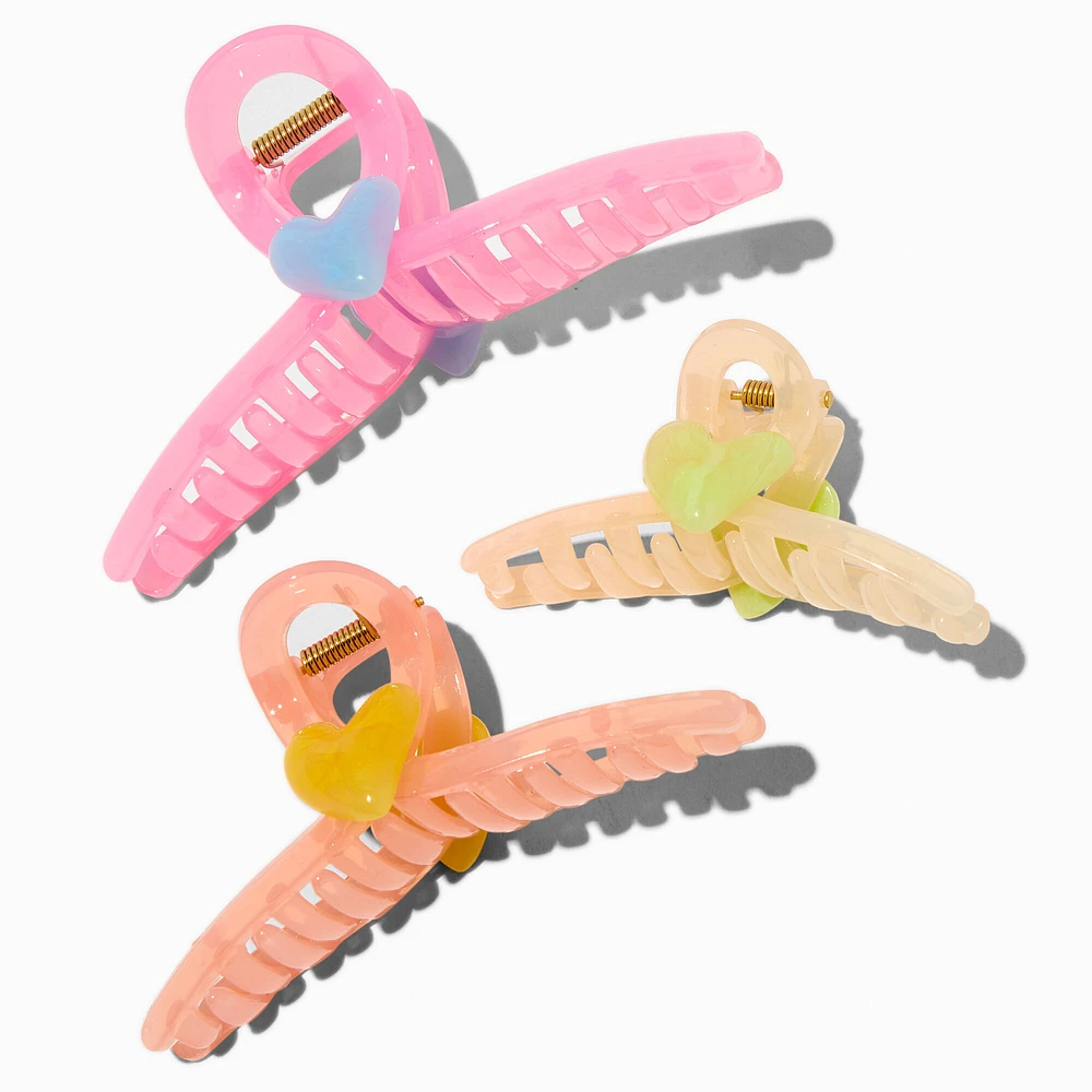 Pastel Loop Heart Hair Claws - 3 Pack