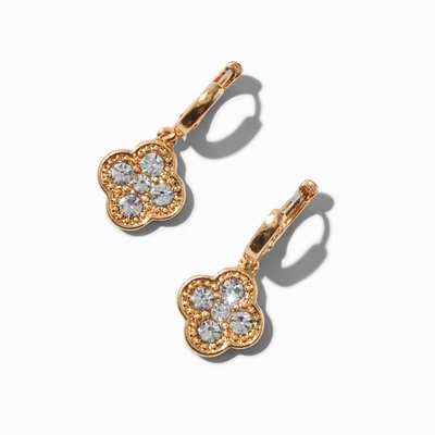 Gold-tone Crystal Clover 12mm Hoop Earrings