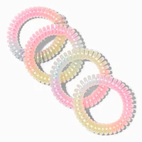 Pastel Iridescent Spiral Hair Ties - 4 Pack