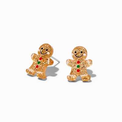 Glitter Gingerbread Stud Earrings