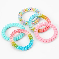 Claire's Club Pastel Rainbow Holographic Coil Bracelets - 5 Pack