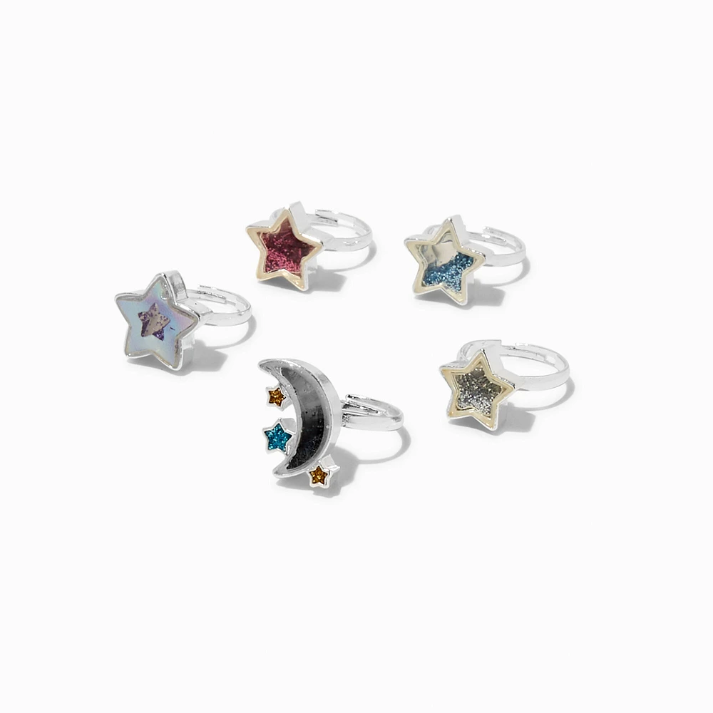 Claire's Club Shaky Star Rings - 5 Pack