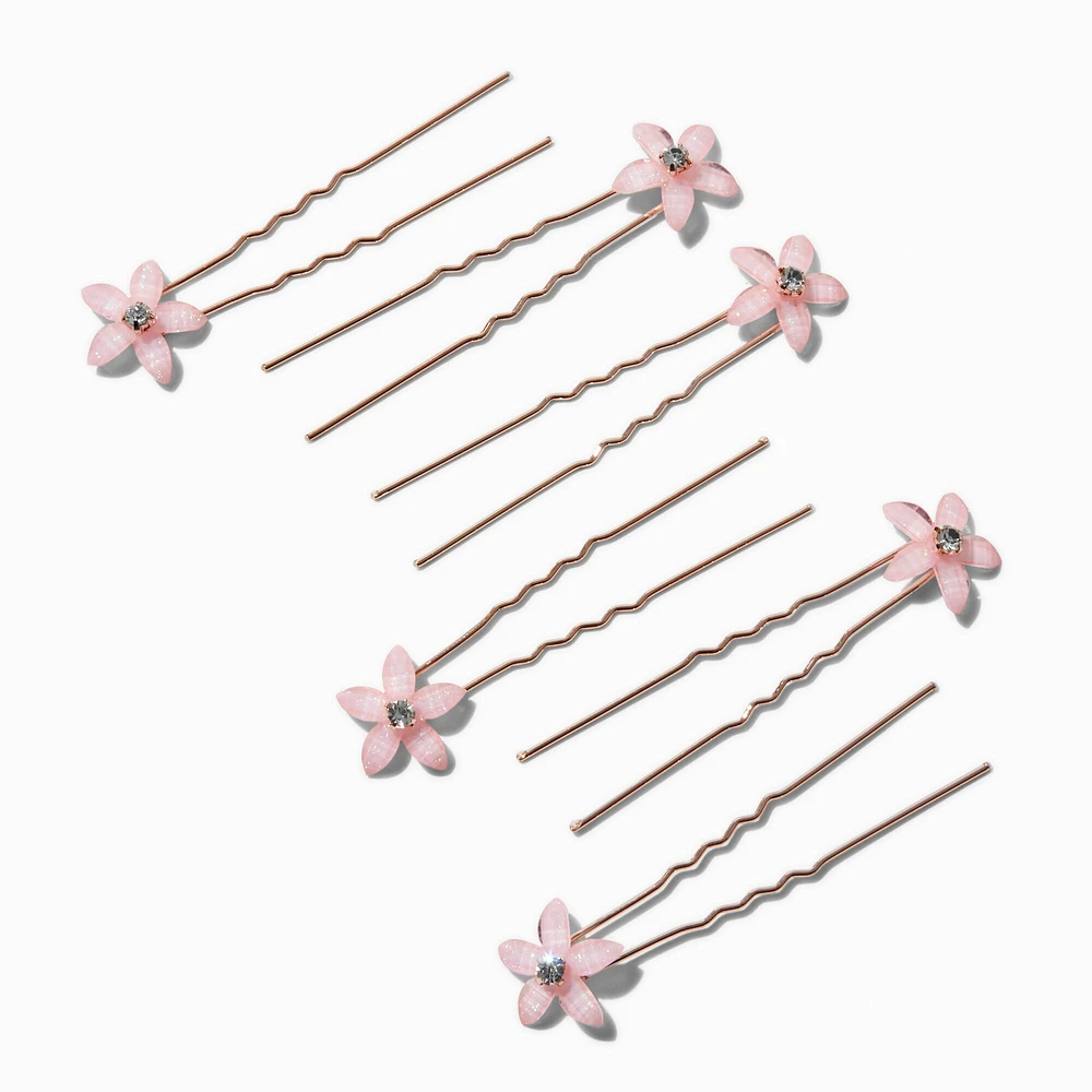 Blush Pink Floral Hair Pins - 6 Pack