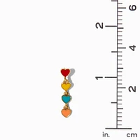 18kt Gold Plated Rainbow Enamel Heart Linear 1" Drop Earrings