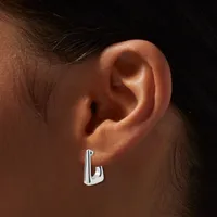 Silver-tone 15mm Tubular Rectangular Hoop Earrings