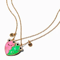 Best Friends Frog Glow in the Dark Split Heart Pendant Necklaces - 2 Pack