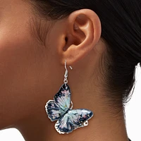 Black Filigree Butterfly 3D 2" Drop Earrings