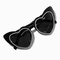 Black Rhinestone Heart Shaped Sunglasses