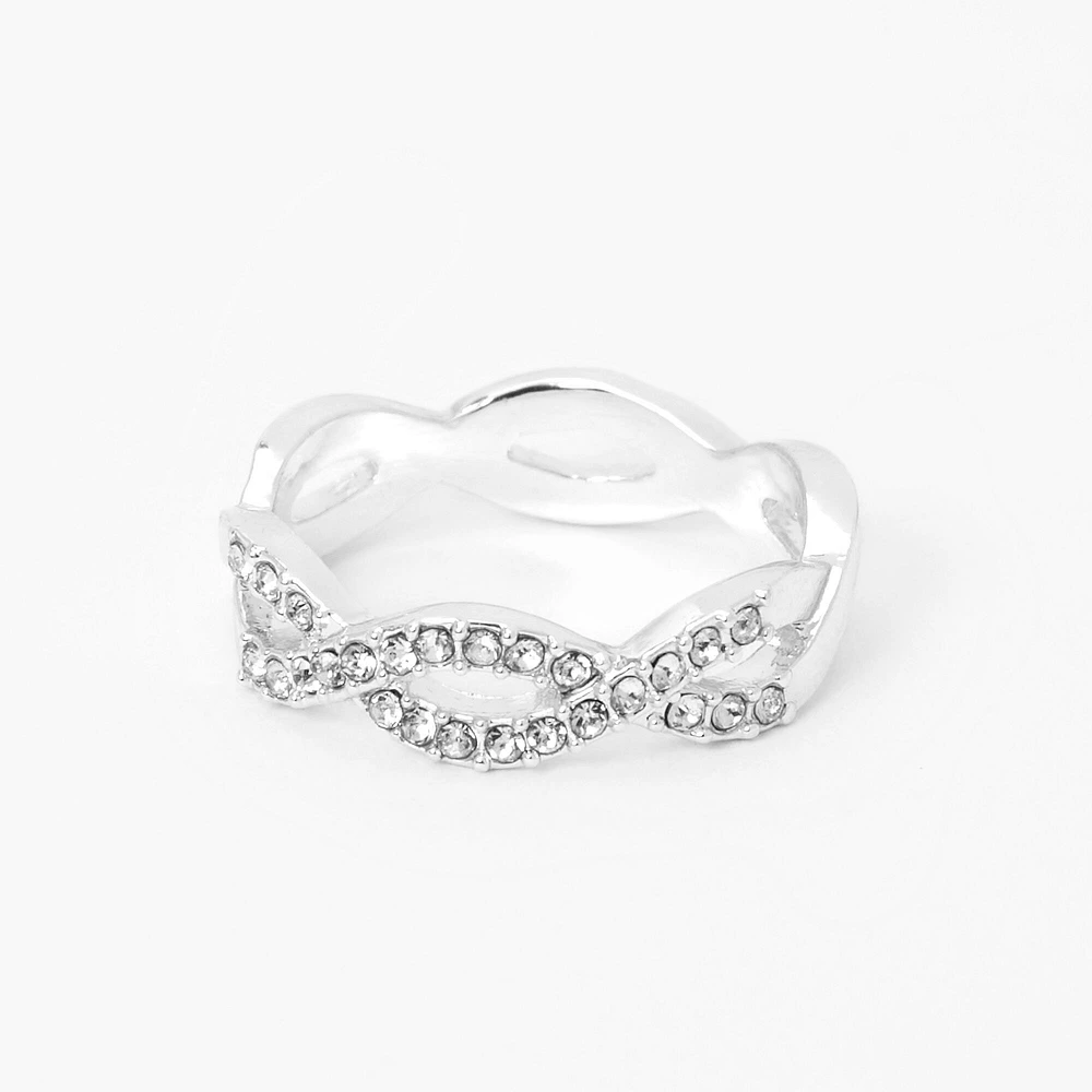 Silver-tone Embellished Weave Ring