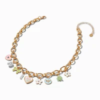 Gold-tone Spring Charm Necklace