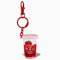 Strawberry Coffee Water-Filled Glitter Keychain