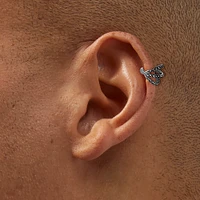 Silver-tone Triple Row Twister 18G Cartilage Clicker Earring