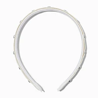 Studded White Faux Leather Headband
