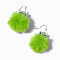Green Frog Pom Pom 1.5" Drop Earrings
