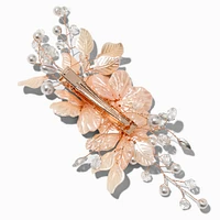 Pearl, Crystal, & Pink Flower Spray Hair Barrette