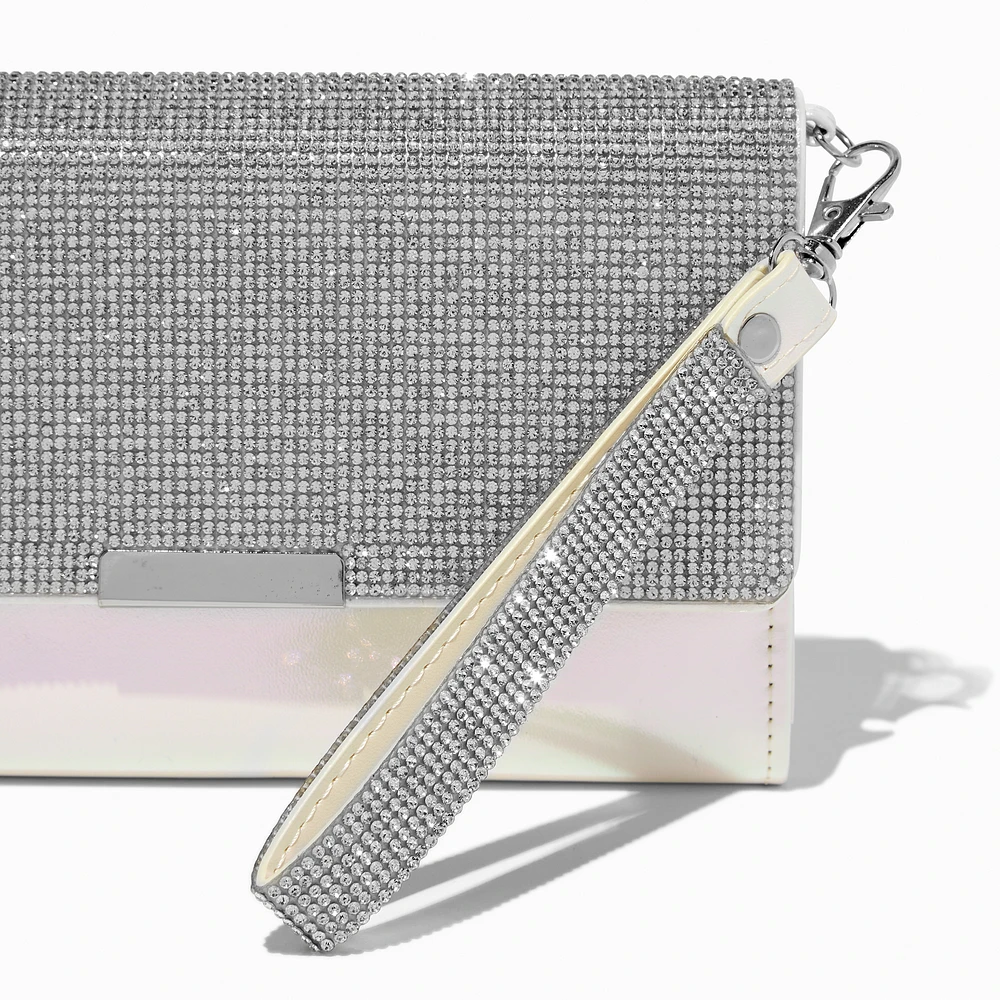 Ivory Bling Crossbody Wristlet Wallet