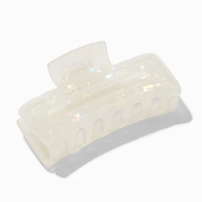 Iridescent Ivory Rectangular Hair Claw