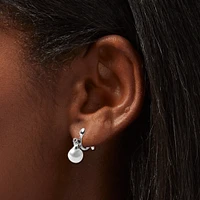 Silver-tone Pearl 0.5" Clip-On Drop Earrings 