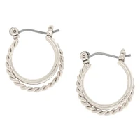 Silver-tone 15mm Braided Double Hoop Earrings
