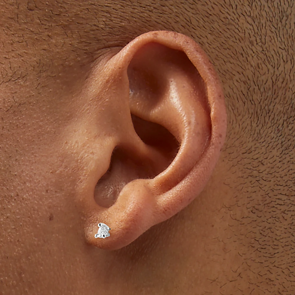 Silver-tone Cubic Zirconia 3mm Teardrop Stud Earrings
