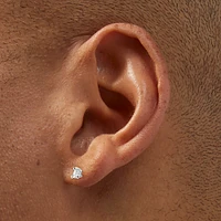 Silver-tone Cubic Zirconia 3mm Teardrop Stud Earrings