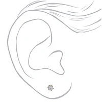 C LUXE by Claire's Silver-tone Titanium Cubic Zirconia 3mm Round Stud Earrings