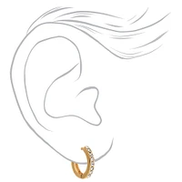 Gold-tone Crystal 10mm Huggie Hoop Earrings