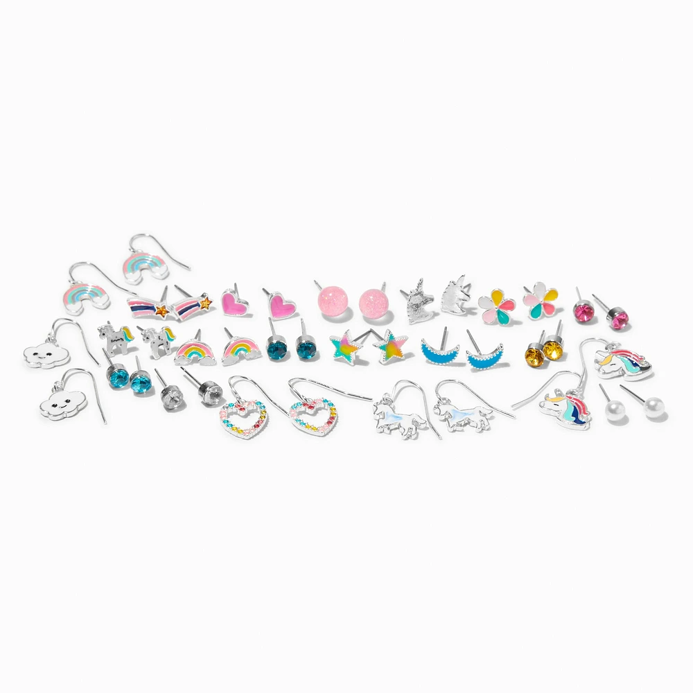 Rainbow Unicorn Earrings Set - 20 Pack