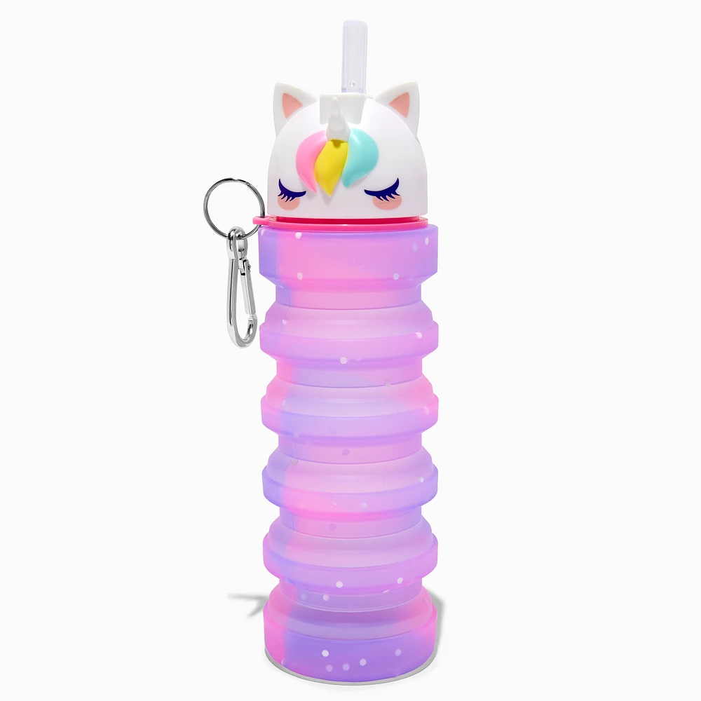 Collapsible Glitter Unicorn Water Bottle