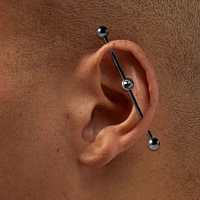 Silver-tone Titanium Crystal 14G Industrial Bar 