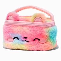 Claire's Club Rainbow Bear Furry Makeup Bag
