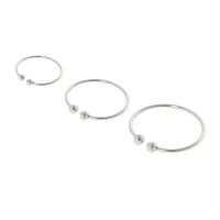 Sterling Silver Graduated Faux Nose Hoop Rings - 3 Pack
