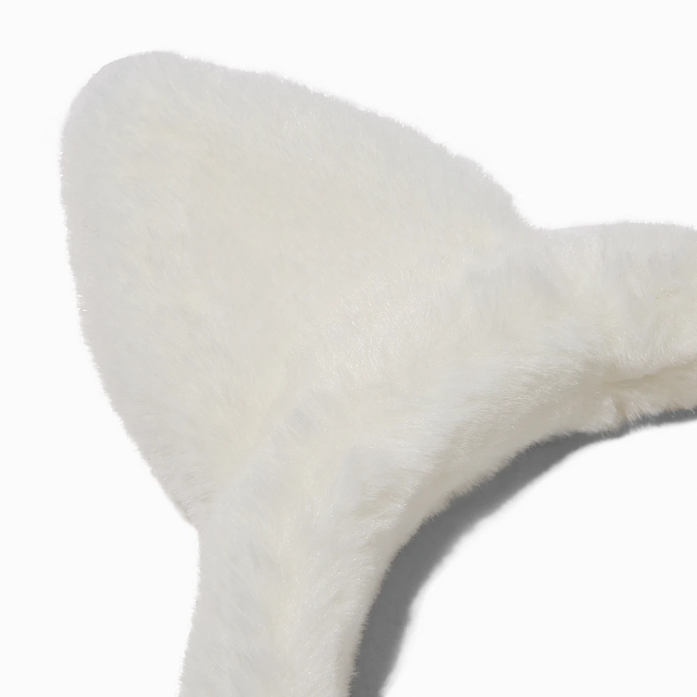 Furry White Cat Ears Headband