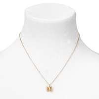 Gold-tone 3D Butterfly Pendant Necklace