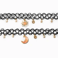 Best Friends Celestial UV Color-Changing Tattoo Choker Necklaces - 2 Pack