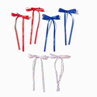 Stars & Stripes Long Tail Hair Bow Clips - 6 Pack 