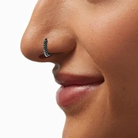 16G Silver-tone Titanium Crystals & Balls Nose Hoop