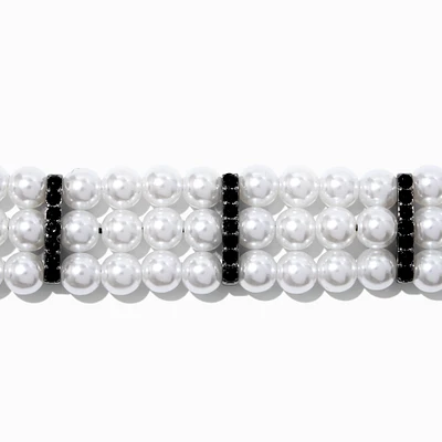 Hematite & Pearl Multi-Strand Choker Necklace