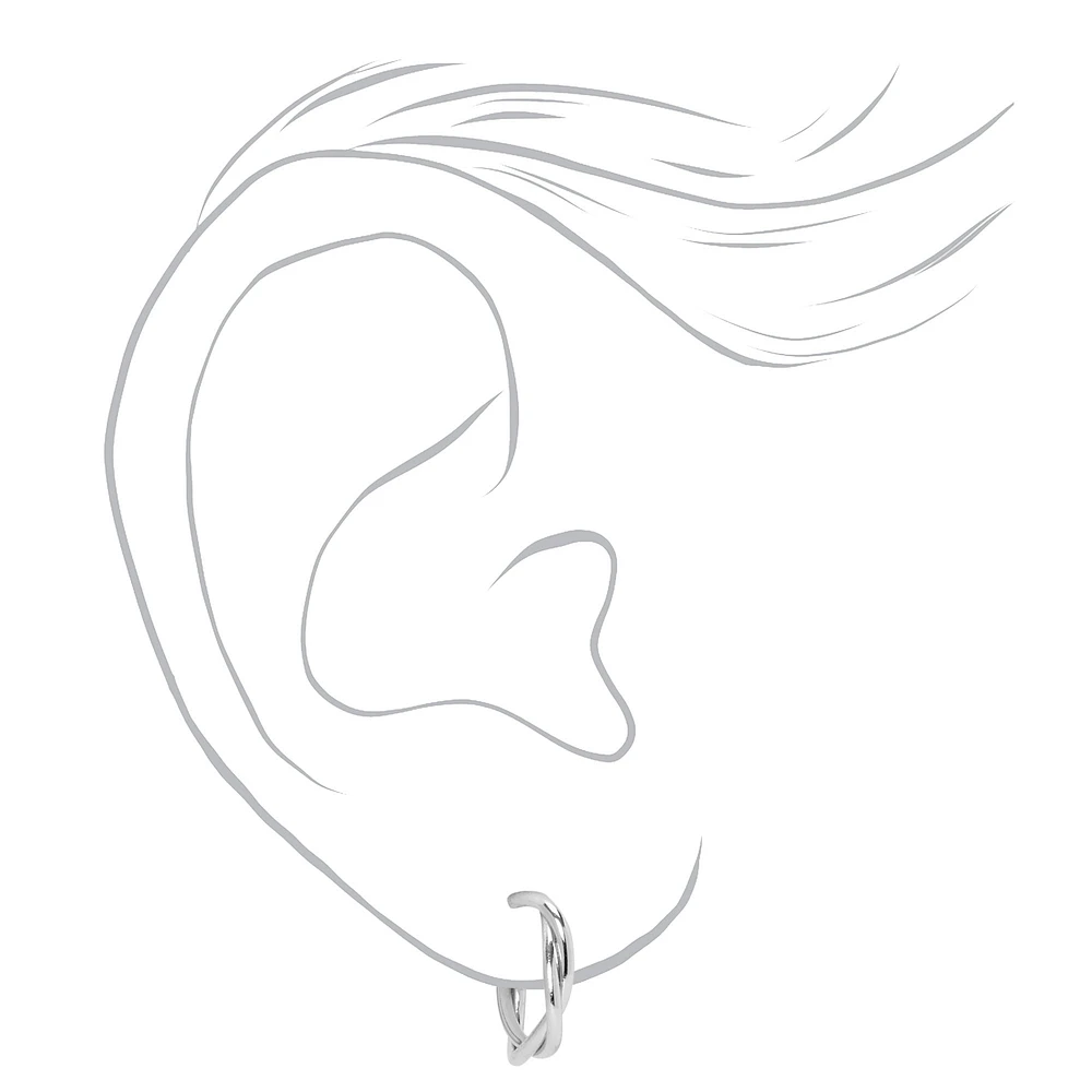 Silver-tone Textured Earrings Set - 6 Pack