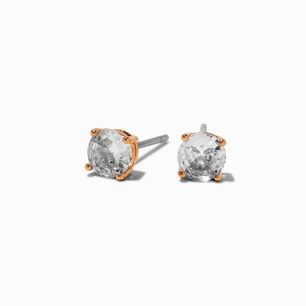 Gold-tone Cubic Zirconia 5mm Round Stud Earrings