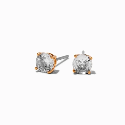 Gold-tone Cubic Zirconia 5mm Round Stud Earrings