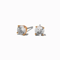 Gold-tone Cubic Zirconia 5mm Round Stud Earrings